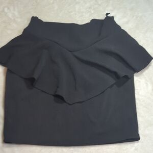 Fashion Magazine Black Ruffled Pencil Skirt